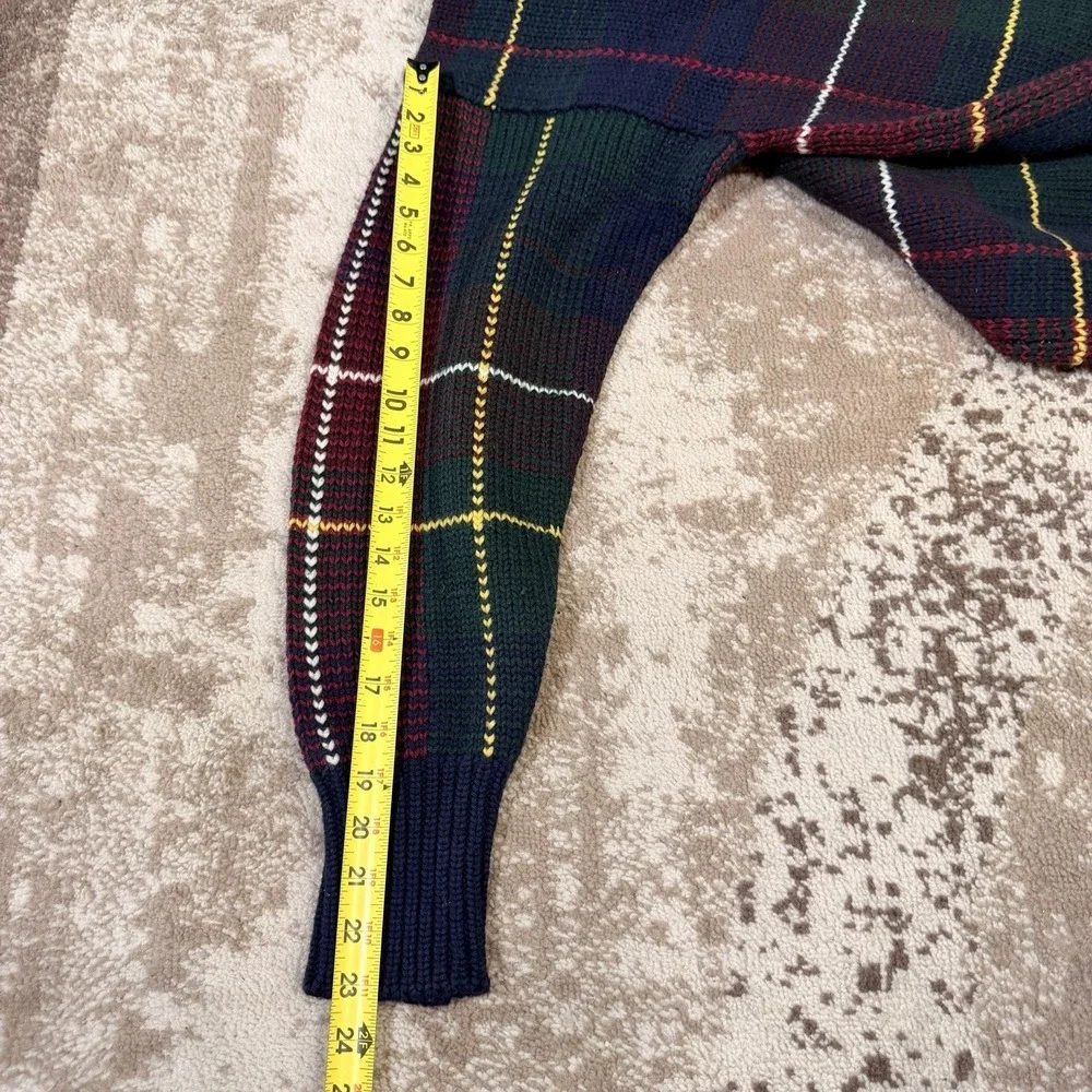 Vintage Polo Ralph Lauren‎ Heritage Wool Sweater Mens M Tartan Plaid Knit Dad